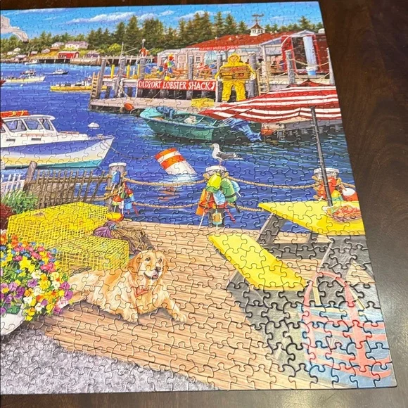 White Mountain Lobster Landing Puzzle. 1000 pieces. Complete with poster - Picture 5 of 7